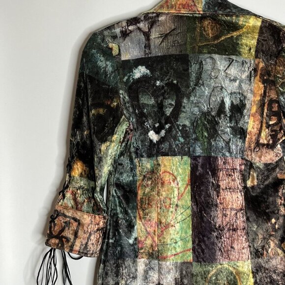 Fendi 3/4 Sleeve Button Front Leather Lace Up Sleeves Wearable Art Size 8 - Picture 8 of 11